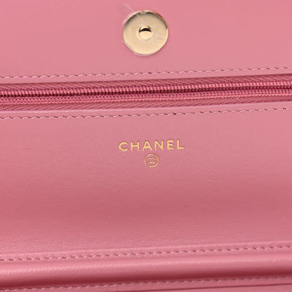 Chanel Tweed Quilted Wallet On Chain WOC Pink 6 of 12