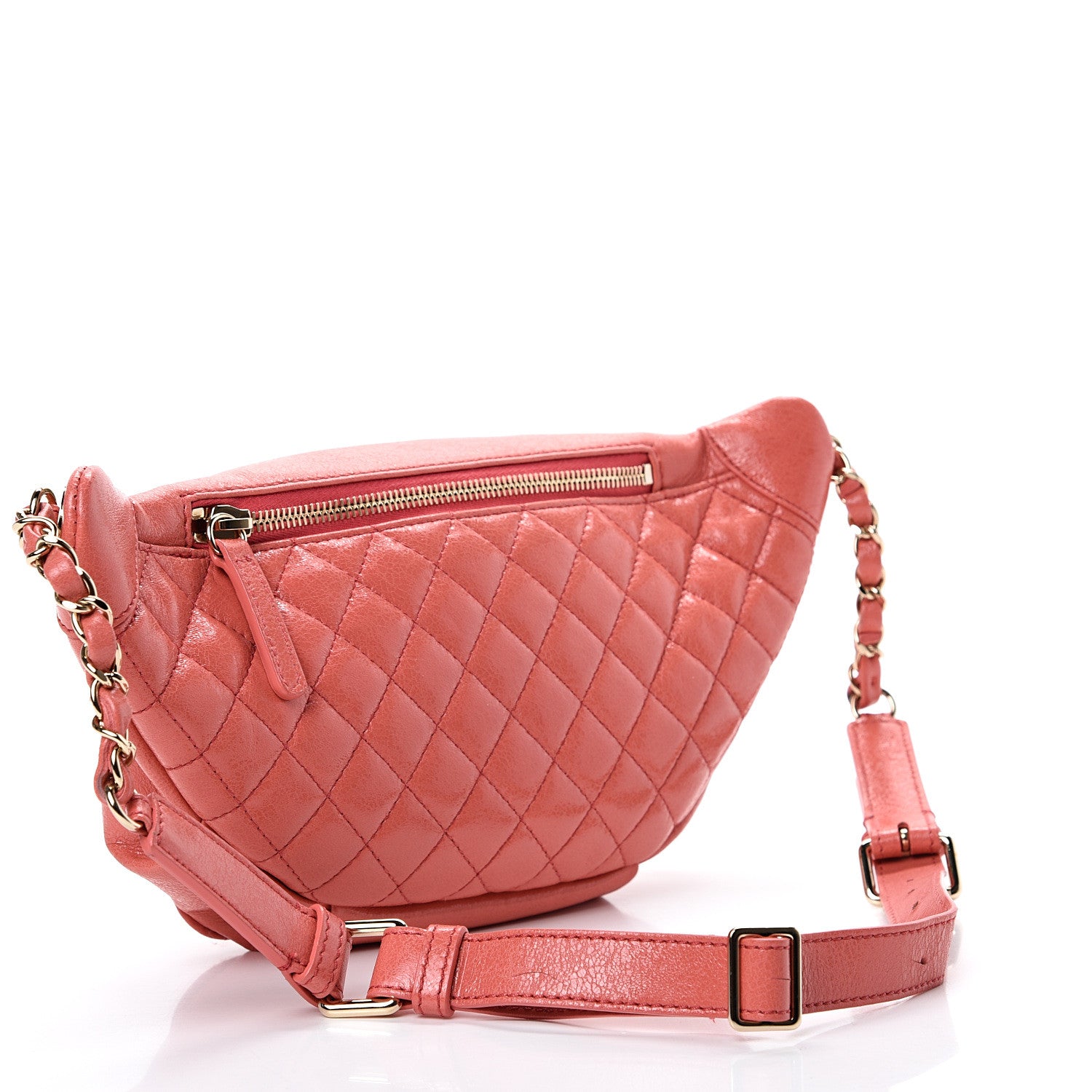 Chanel Crumpled Glazed Lambskin Quilted Waist Bag Fanny Pack Pink 2 of 12