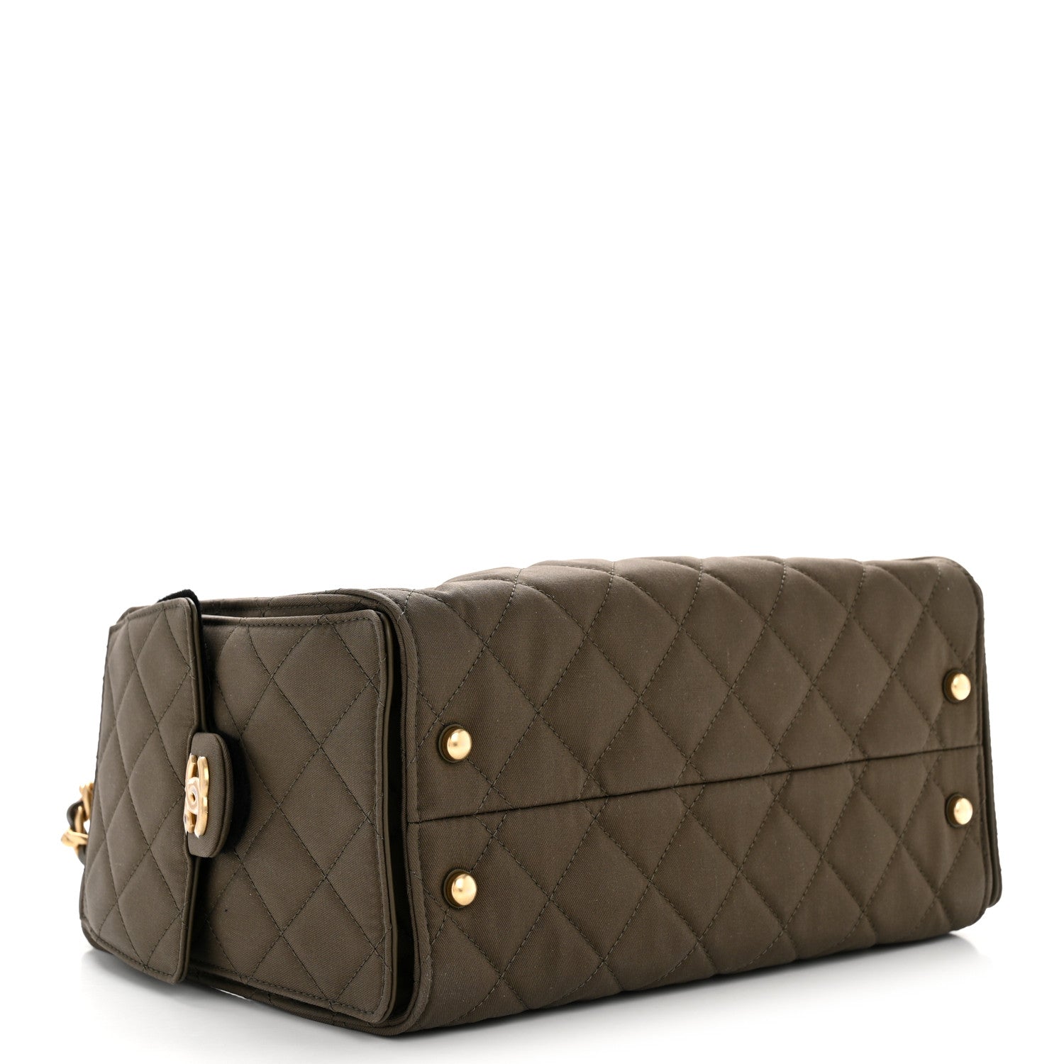 Chanel Canvas Quilted Small Chanel 25 Handbag Khaki 4 of 10