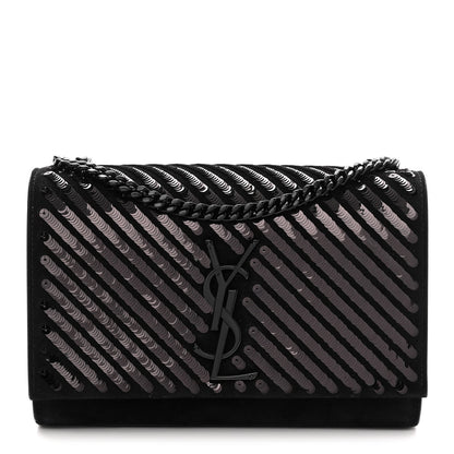 Saint Laurent Suede Sequin Small Classic Monogram Kate Satchel Black 1 of 10