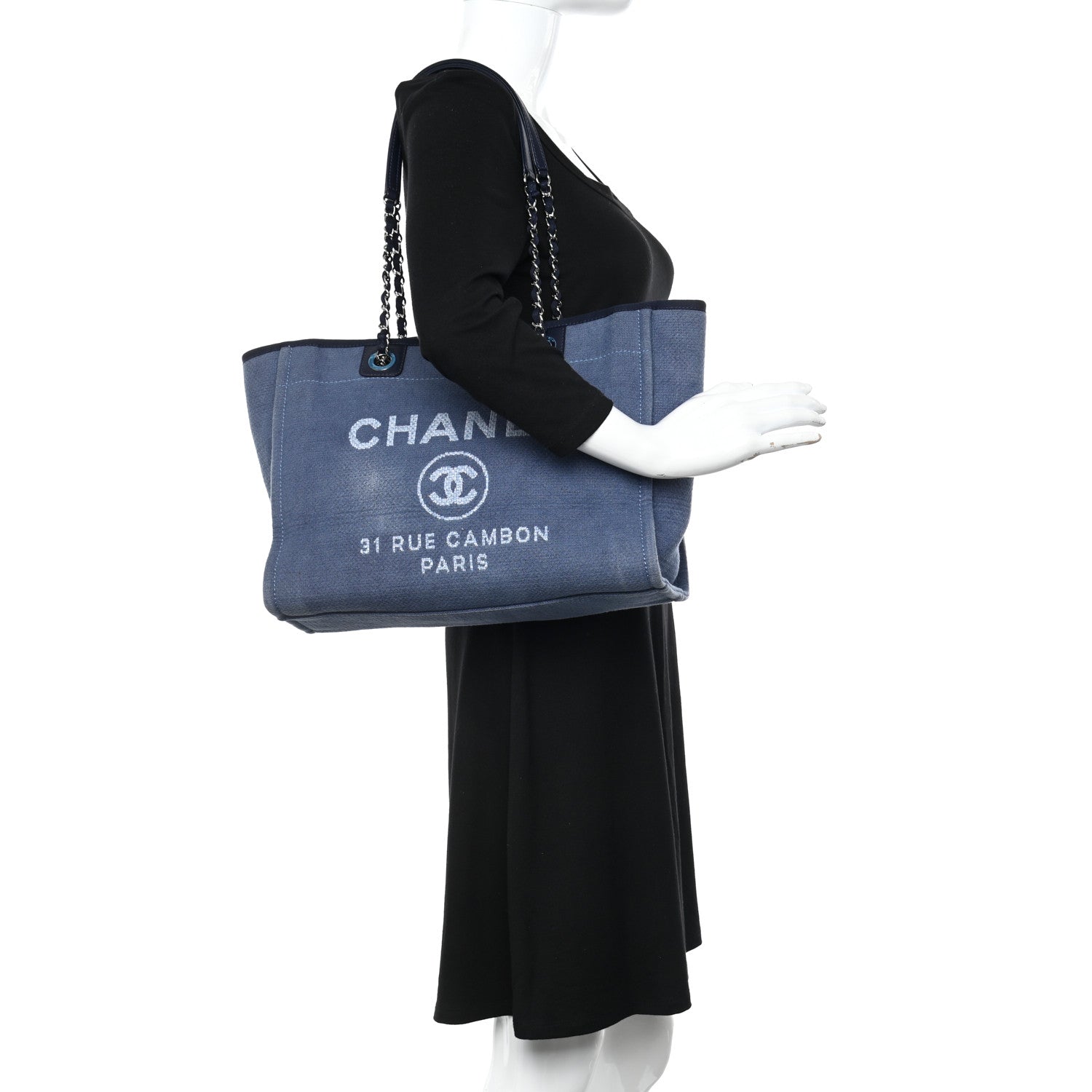 Chanel Canvas Small Deauville Tote Blue 2 of 10
