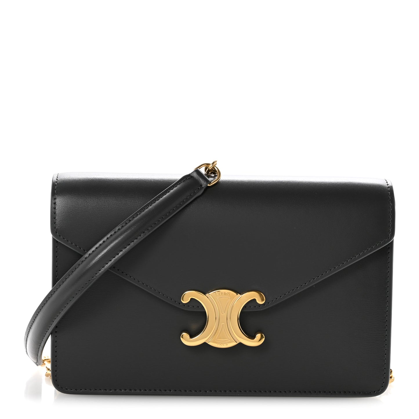 Shiny Calfskin Triomphe Margo Wallet on Chain Anthracite