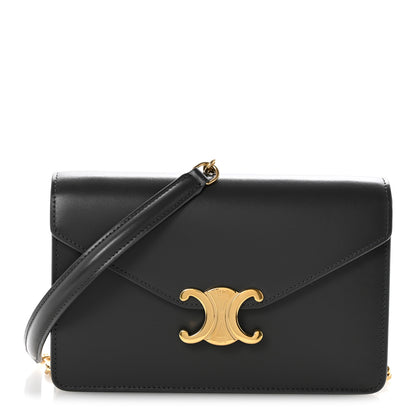 Celine Shiny Calfskin Triomphe Margo Wallet on Chain Anthracite 1 of 14