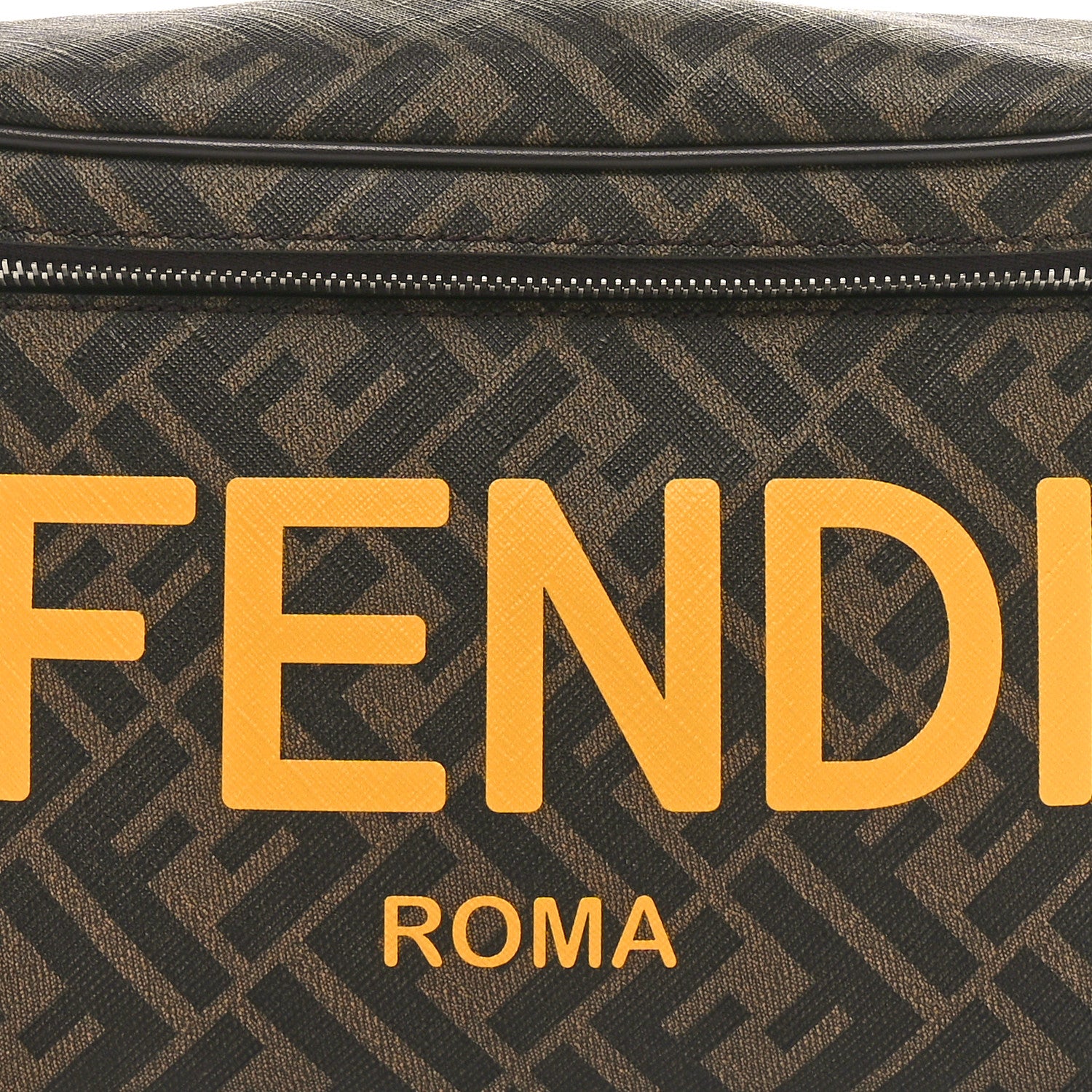 Fendi Shiny Glazed Fabric Vitello Cover FF 1974 Logo Belt Bag Tobacco Moro Giallo Ebano 8 of 10