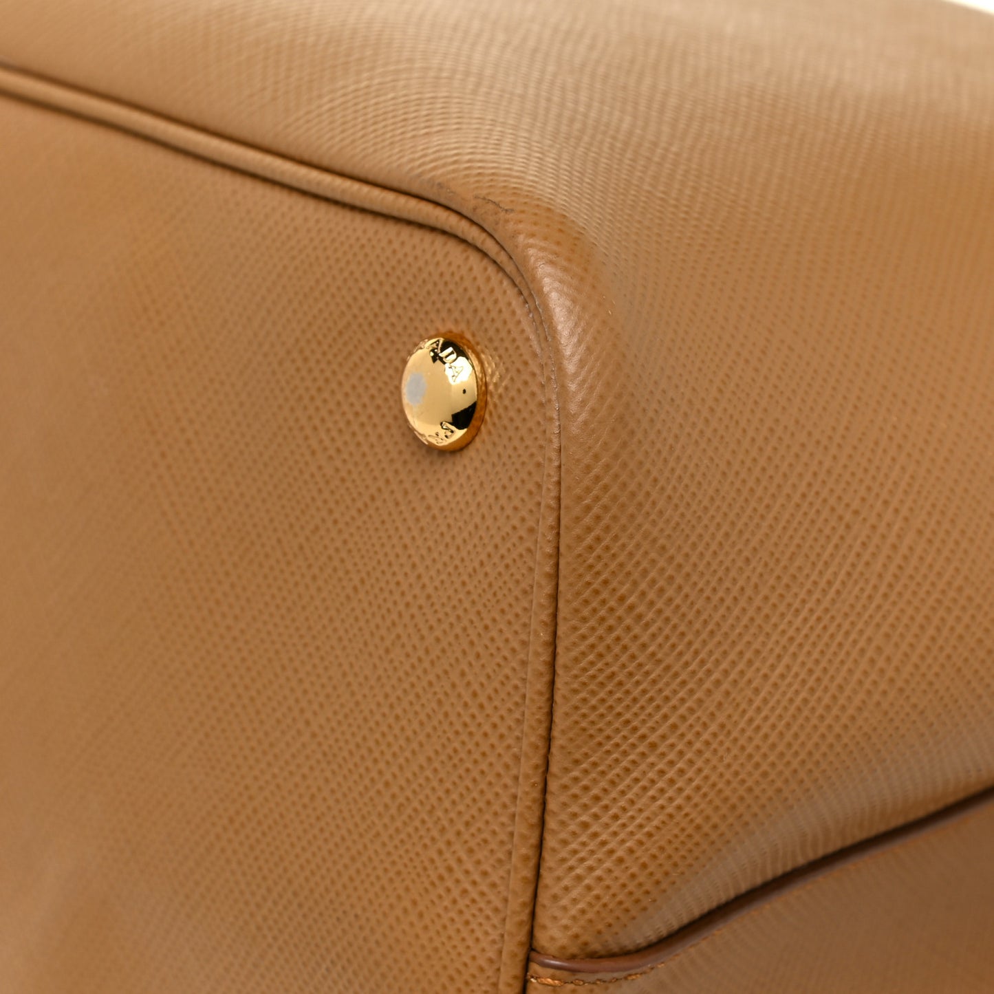 Saffiano Cuir Large Double Bag Caramel Fuoco