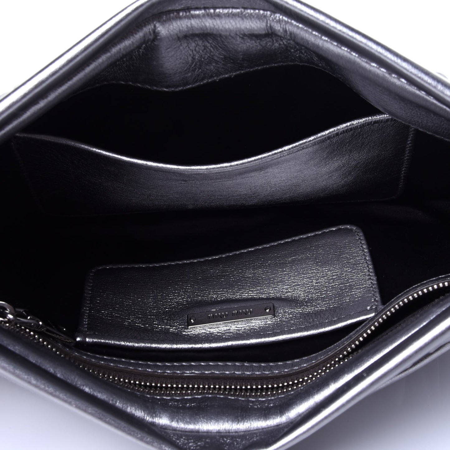 Metallic Nappa Matelasse Crossbody Clutch Cromo