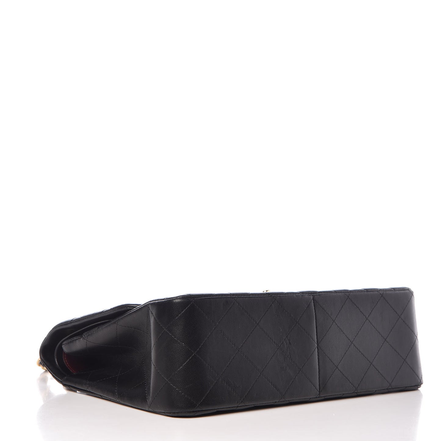 Lambskin Quilted Jumbo Double Flap Black