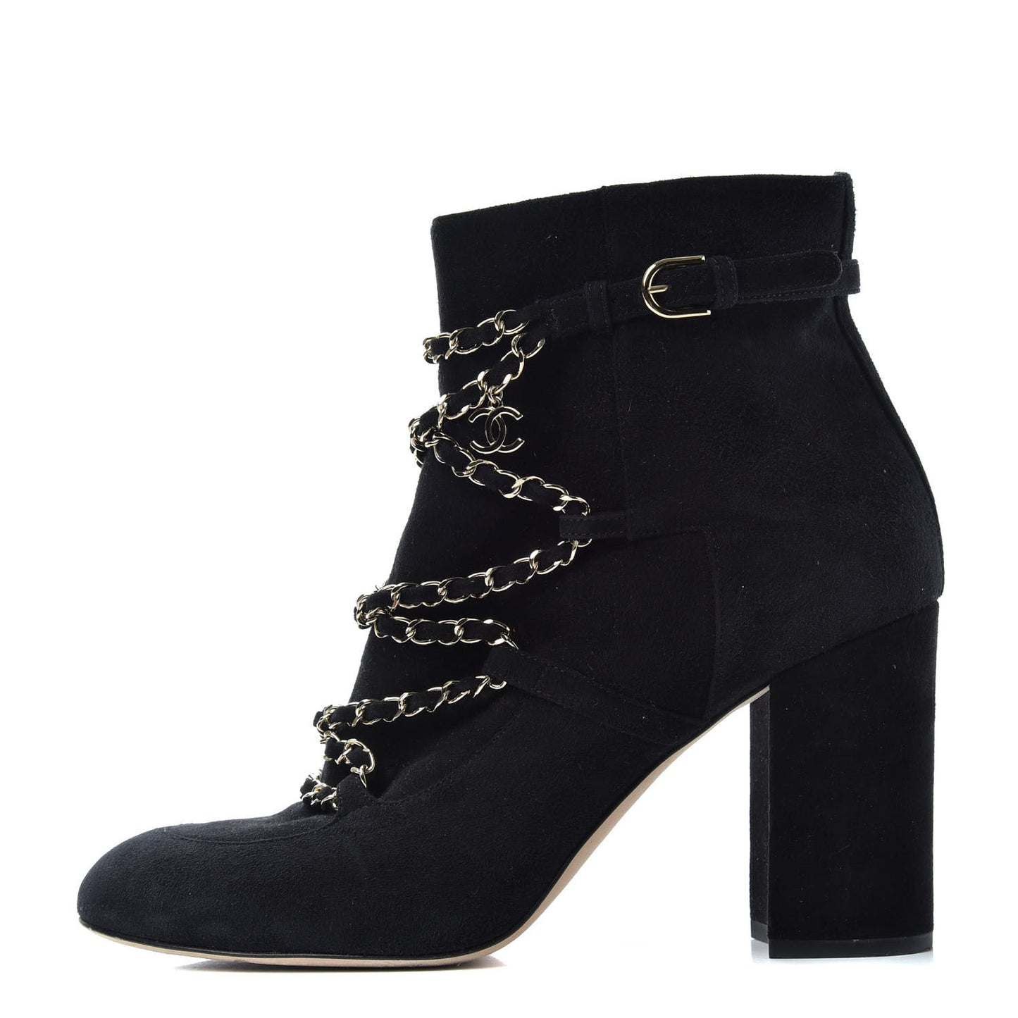 Suede Chain CC Short Boots 41 Black