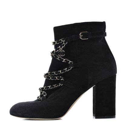 Chanel Suede Chain CC Short Boots 41 Black 1 of 10