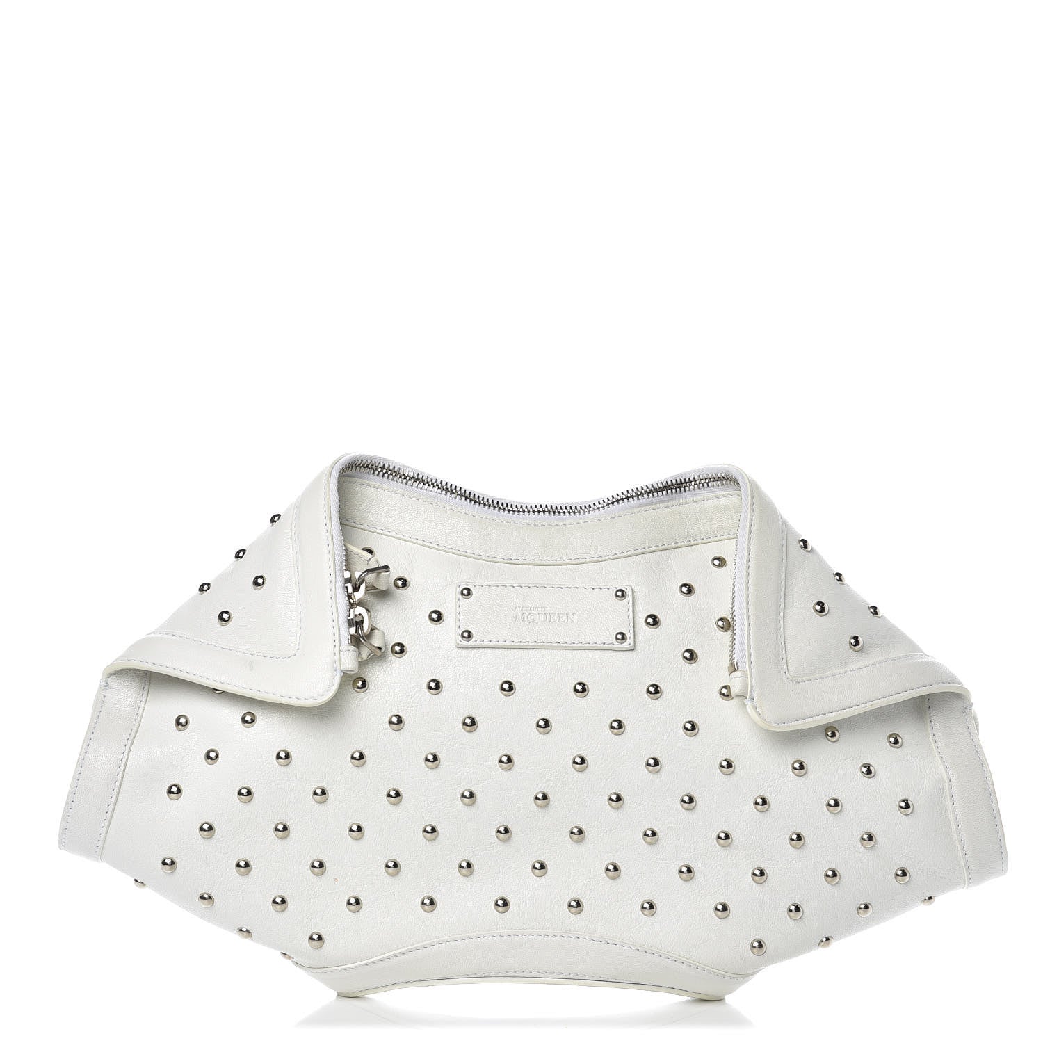 Alexander McQueen Calfskin Studded De Manta Clutch White 1 of 10