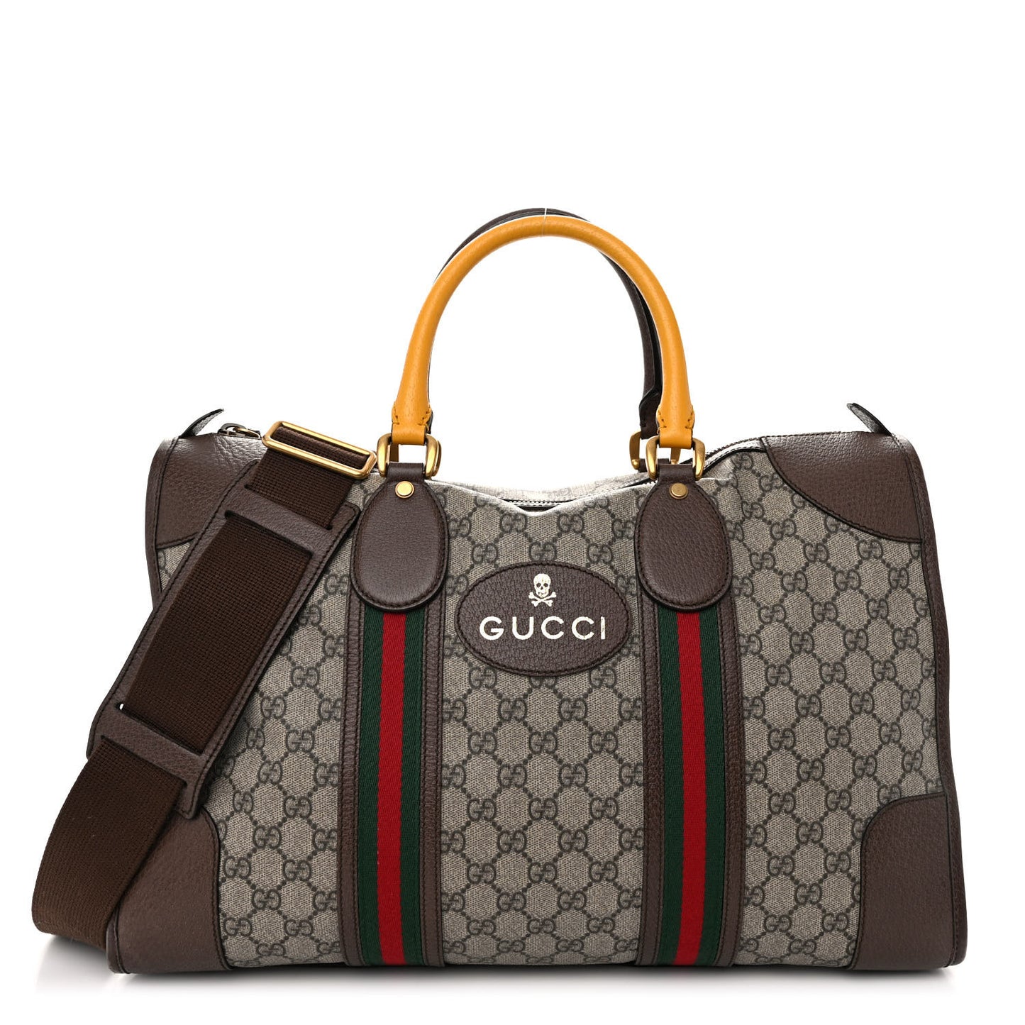 Soft GG Supreme Monogram Web Medium Duffle Bag Beige New Acero Crop