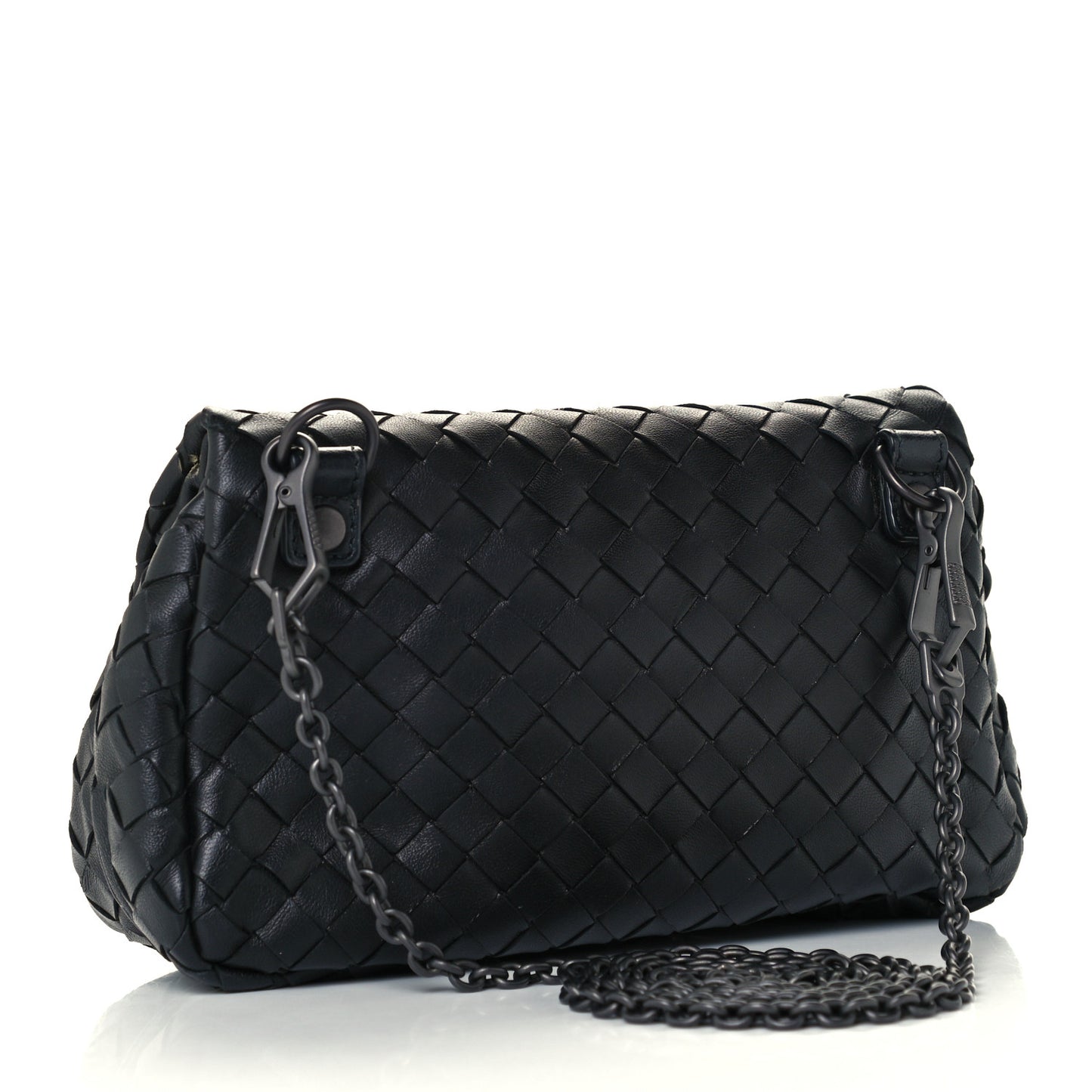 Nappa Intrecciato Small Chain Crossbody Black