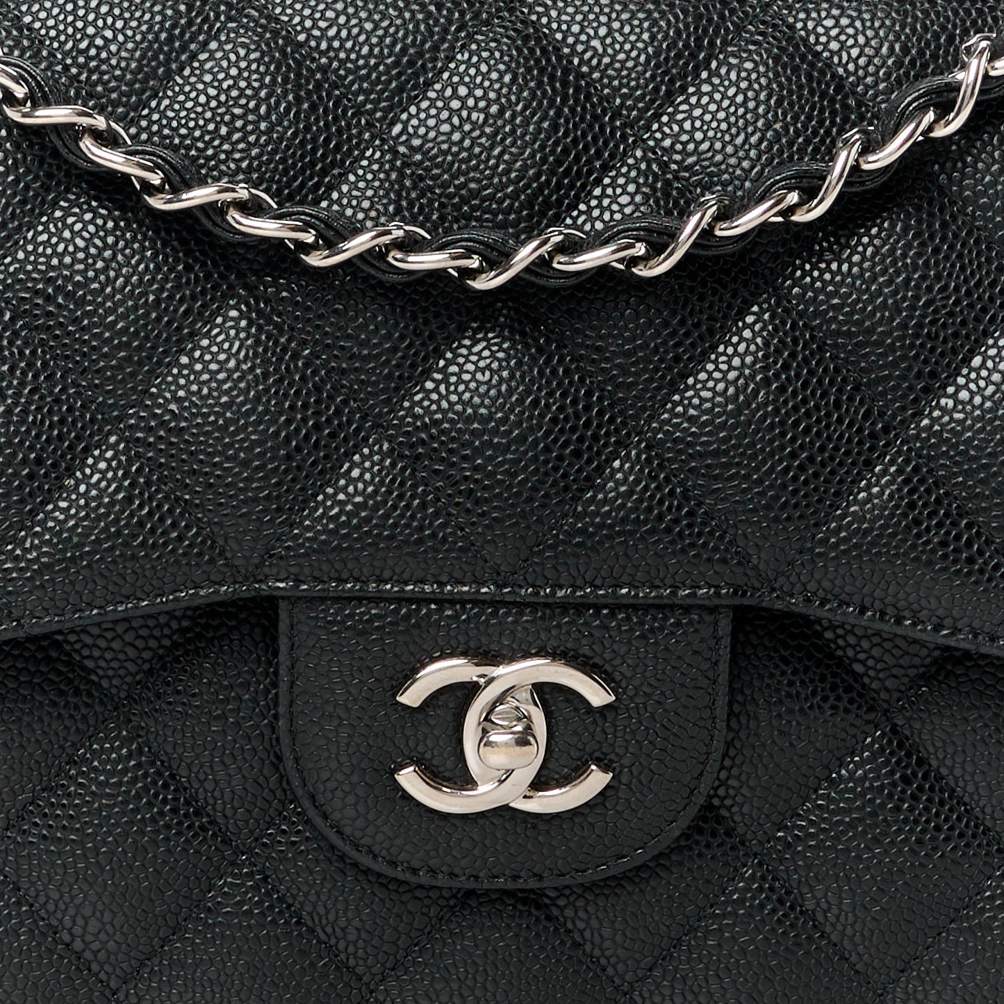 Caviar Quilted Jumbo Double Flap Black