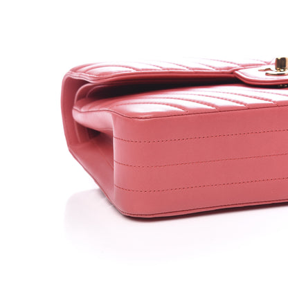 Chanel Lambskin Chevron Quilted Medium Double Flap Pink 8 of 10