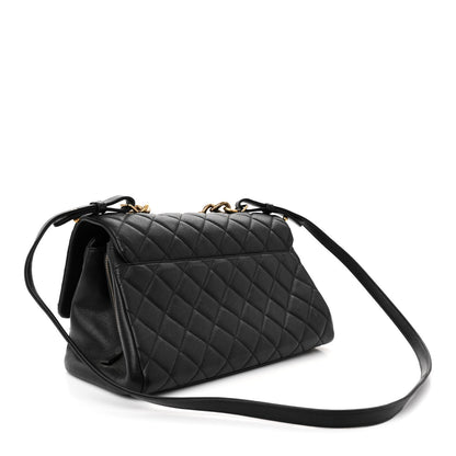 Chanel Shiny Sheepskin Quilted Large Trapezio Flap Black 3 of 13