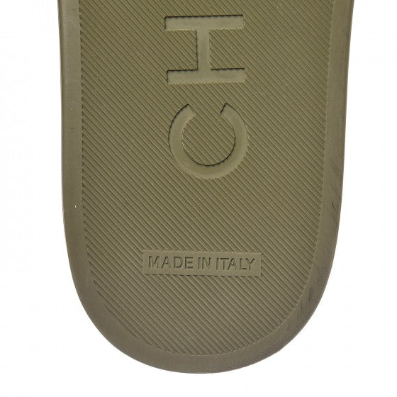 Canvas Chain Flat Sandals 36 Khaki