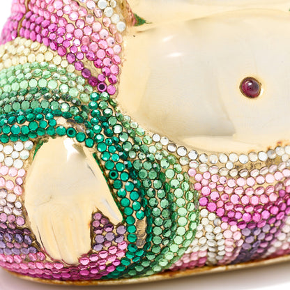 Judith Leiber Swarovski Crystal Buddha Minaudiere Clutch Gold 10 of 16