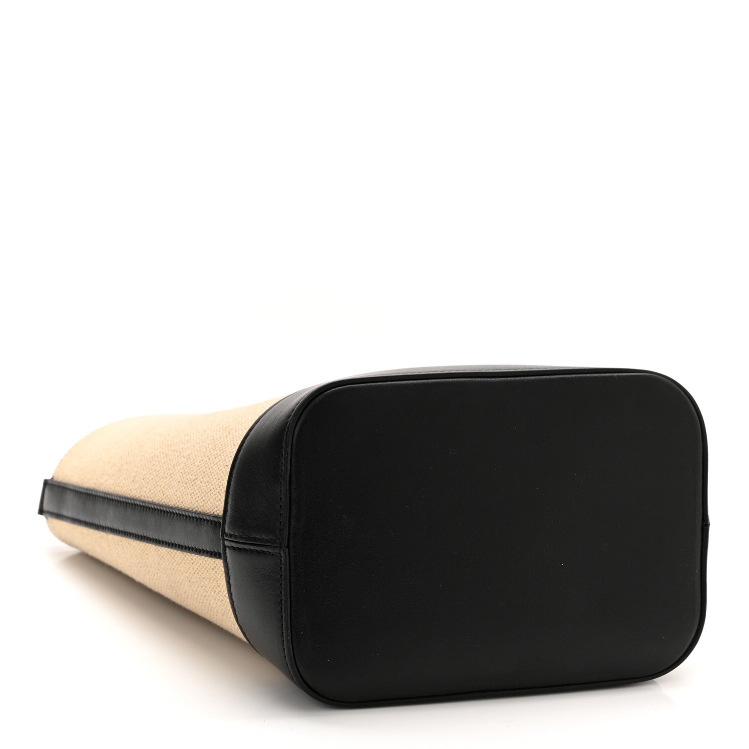 Celine Canvas Calfskin Triomphe Small Bucket Bag Vanilla Black 4 of 9