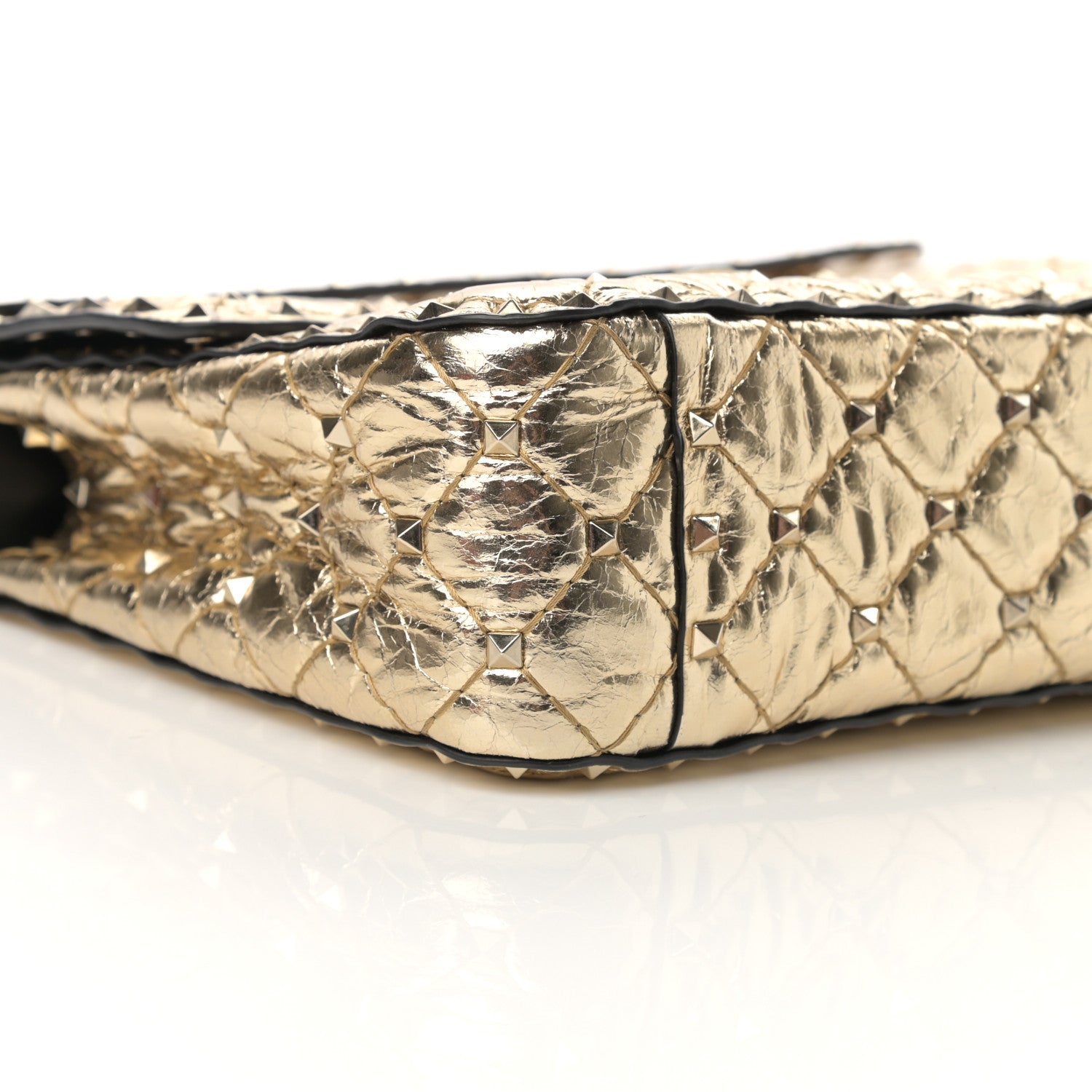 Valentino Garavani Metallic Wrinkled Lambskin Medium Rockstud Spike Shoulder Bag Mekong 8 of 12