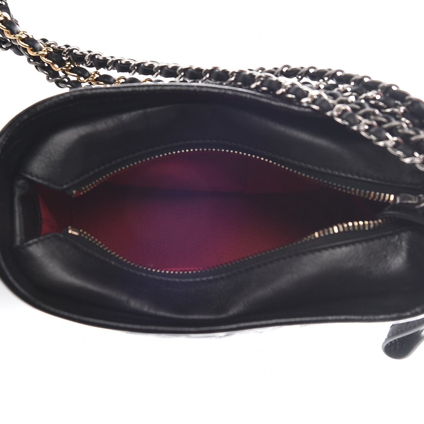 Aged Calfskin Quilted Small Gabrielle Hobo Black