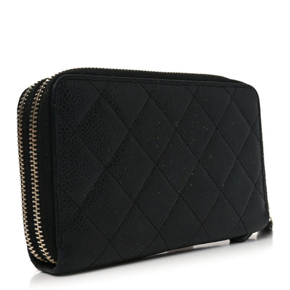 Chanel Caviar Quilted Large Gusset Double Zip Around Wallet  Black 3 of 9