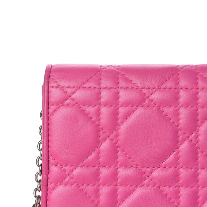 Christian Dior Lambskin Cannage Rendezvous Chain Wallet Pink 9 of 14