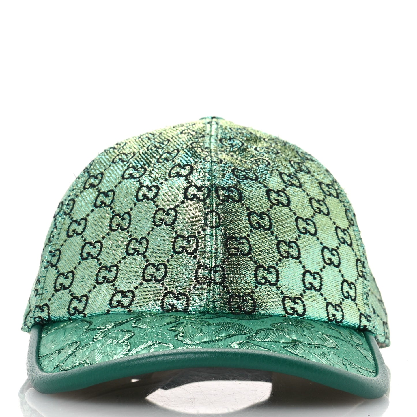 Silk Blend Jacquard Monogram Santa Barbara Baseball Hat XL Green Black Radiant