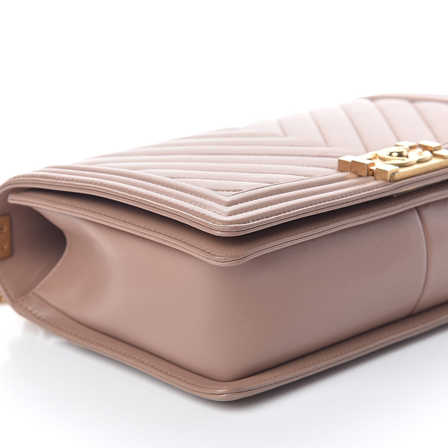 Chanel Lambskin Chevron Quilted New Medium Boy Flap Beige 9 of 10