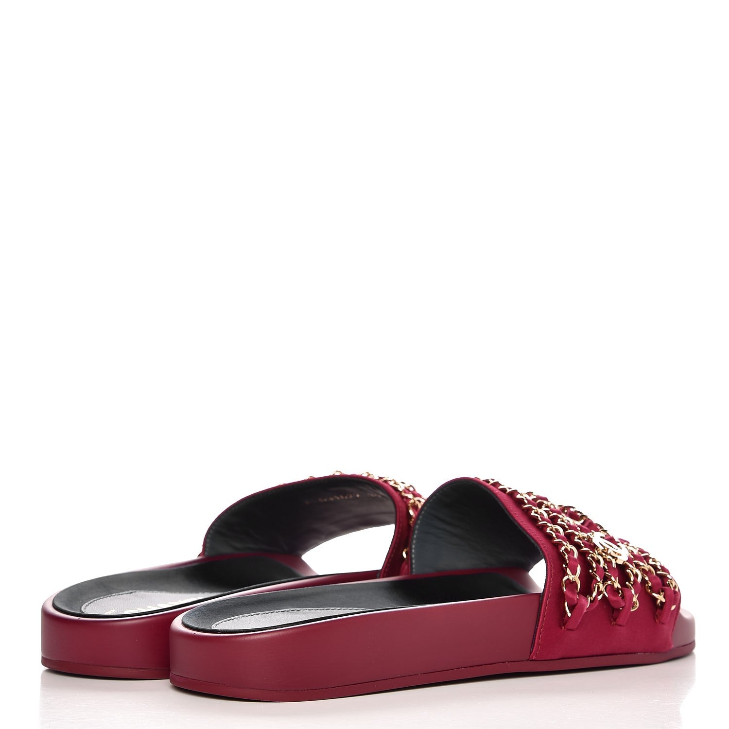 Chanel Satin Chain Flat Sandals 39 Dark Fuchsia 4 of 9