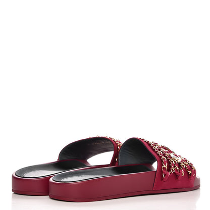 Chanel Satin Chain Flat Sandals 39 Dark Fuchsia 4 of 9