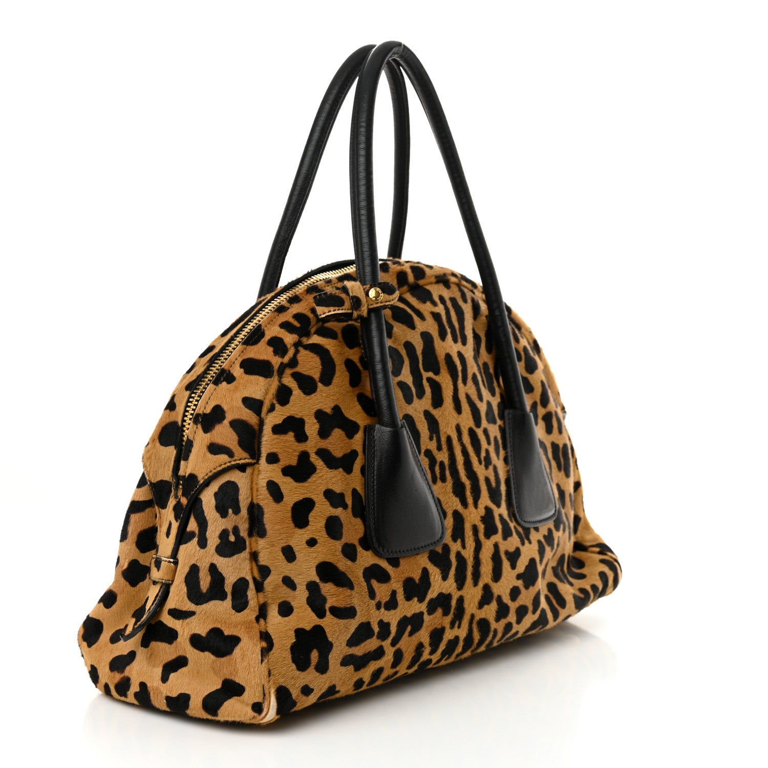 Prada Pony Hair Leopard Print Large Cavallino Miele Moro 3 of 13
