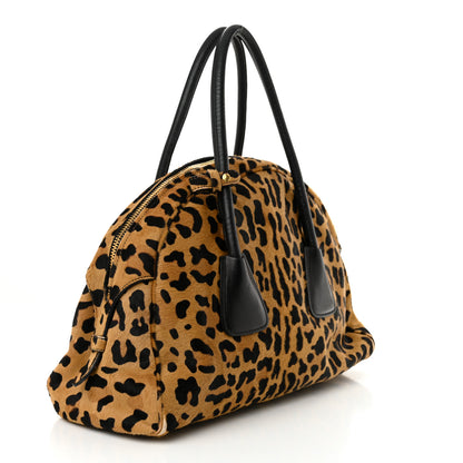 Prada Pony Hair Leopard Print Large Cavallino Miele Moro 3 of 13
