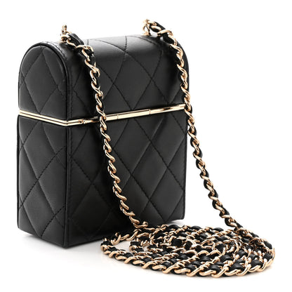 Chanel Lambskin Quilted Small Box With Chain Black 4 of 12