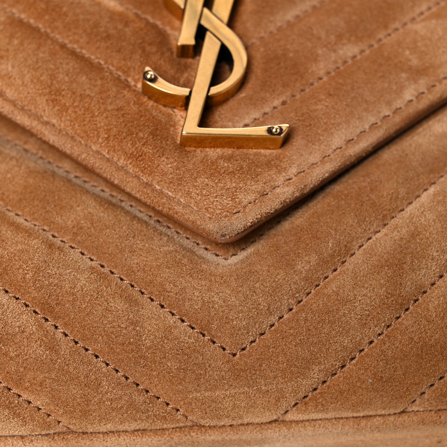 Saint Laurent Suede Matelasse Chevron Monogram Medium College Bag Cinnamon 15 of 22