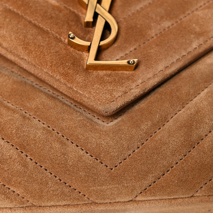 Saint Laurent Suede Matelasse Chevron Monogram Medium College Bag Cinnamon 15 of 22
