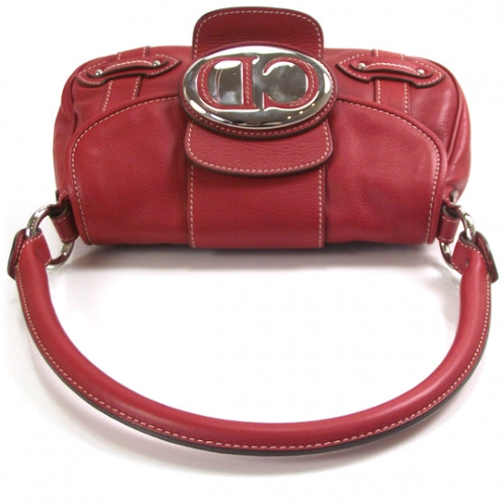 Leather Logo Flap Bag Red