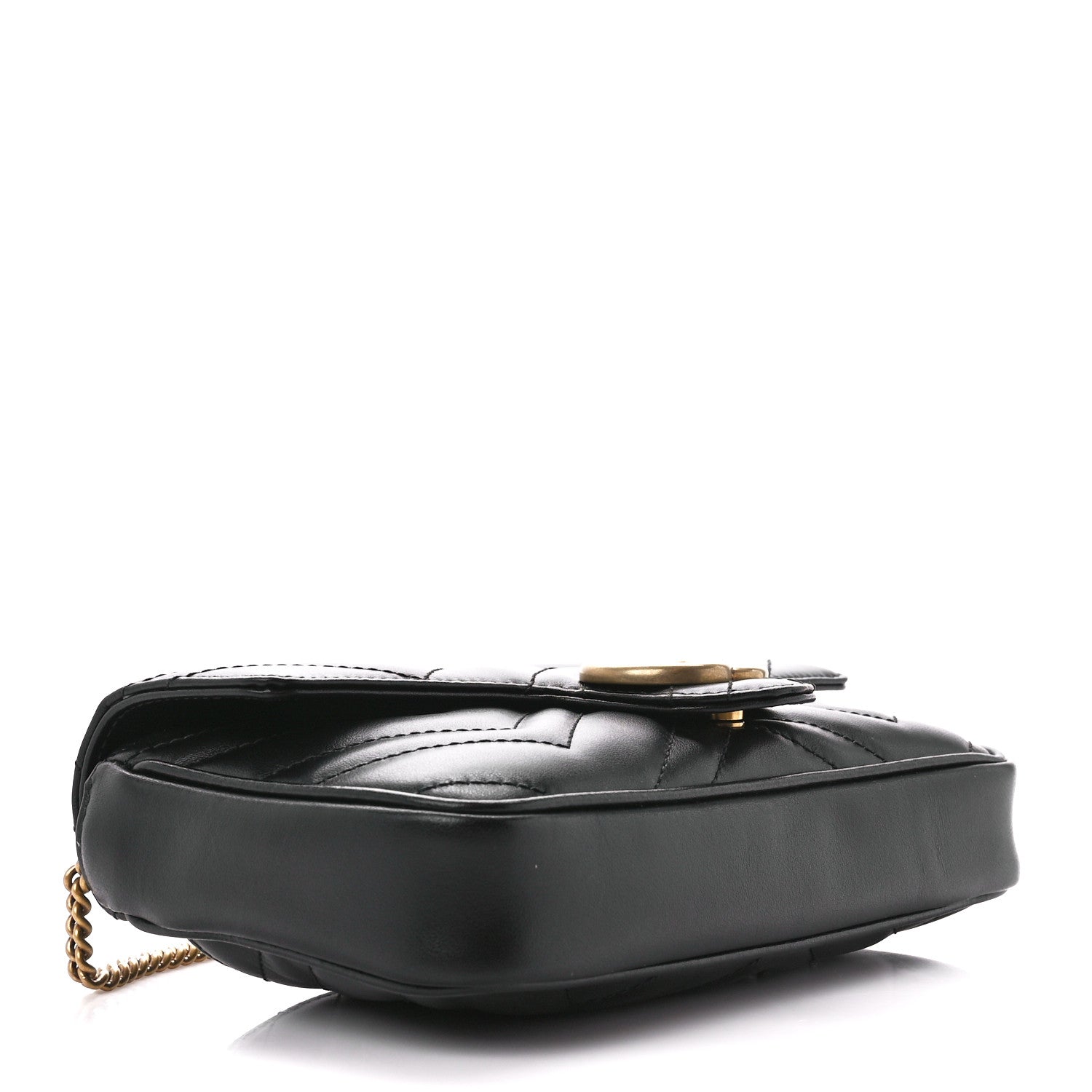 Gucci Calfskin Matelasse Mini GG Marmont Shoulder Bag With Case Black White 5 of 13