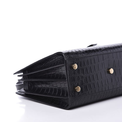 Saint Laurent Calfskin Crocodile Embossed Baby Sac De Jour Black 5 of 11