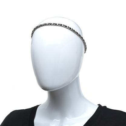 Chanel Calfskin Chain CC Headband Black Silver 2 of 4