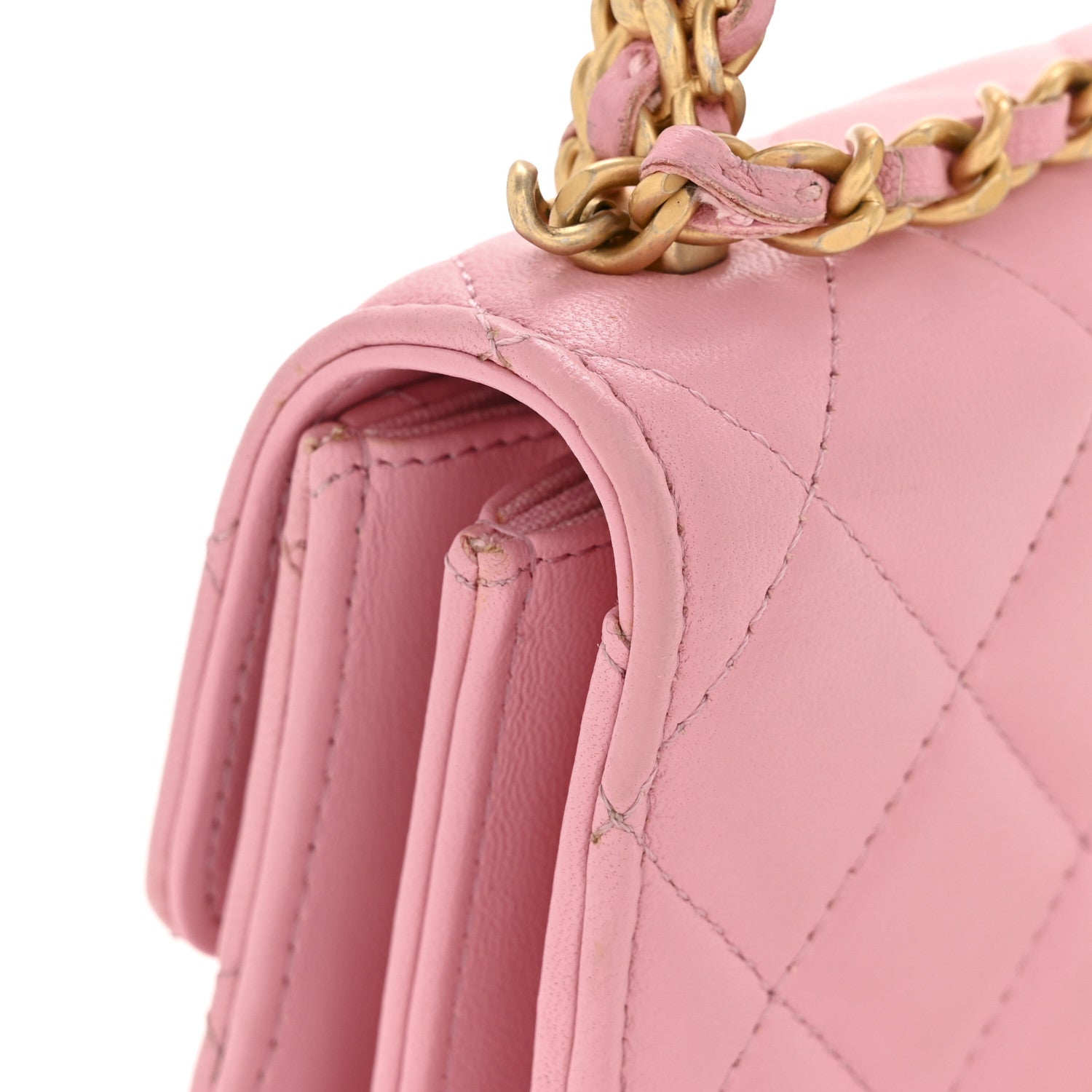Chanel Lambskin Quilted Pick Me Up Mini Wallet On Chain Light Pink 12 of 12