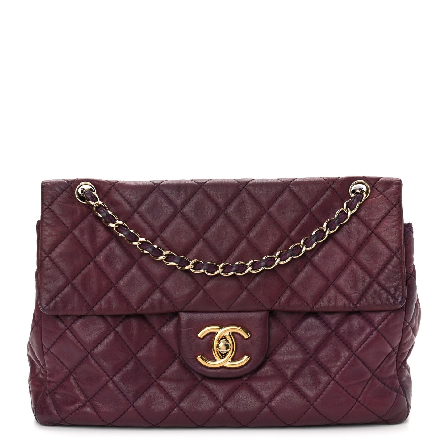 Lambskin Quilted Maxi Single Flap Purple
