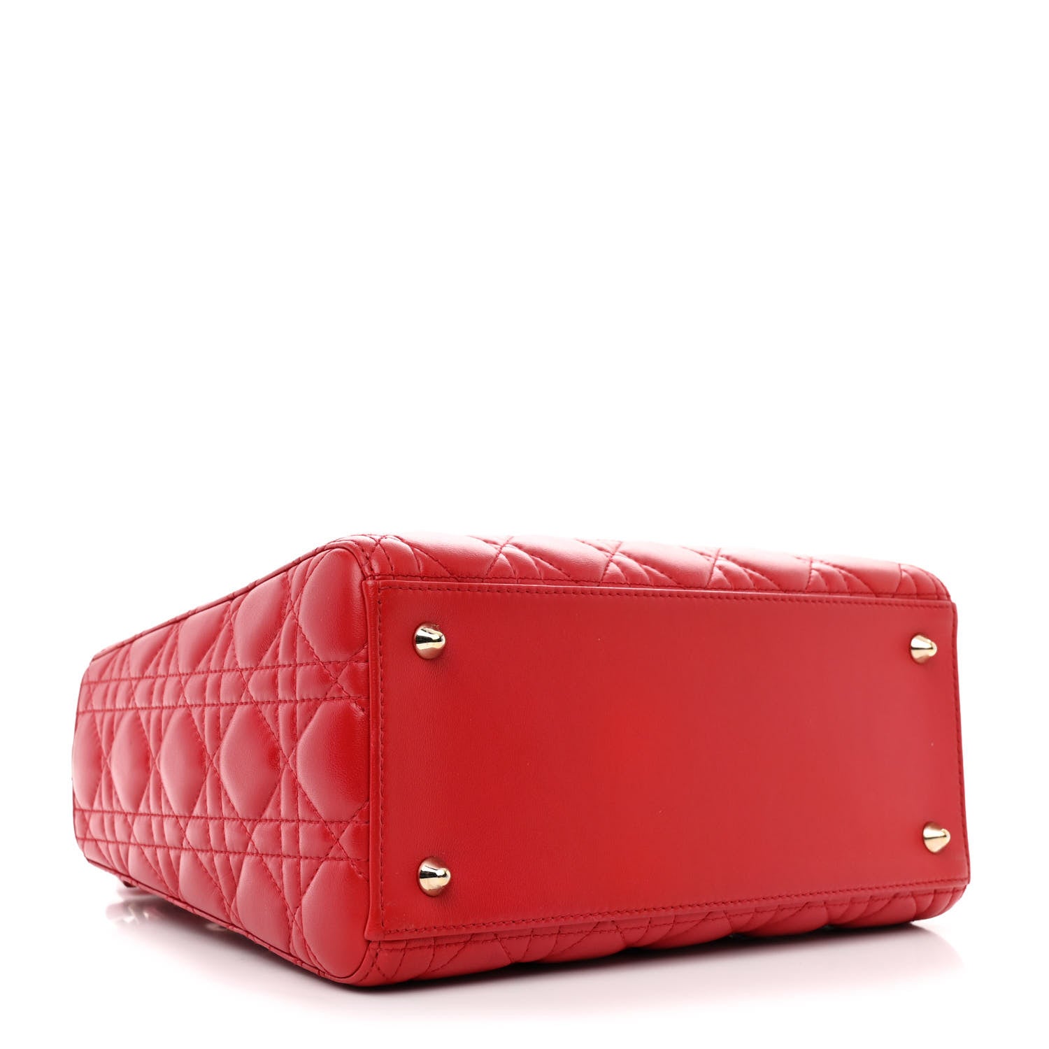 Christian Dior Lambskin Cannage Medium Lady Dior Red 4 of 12