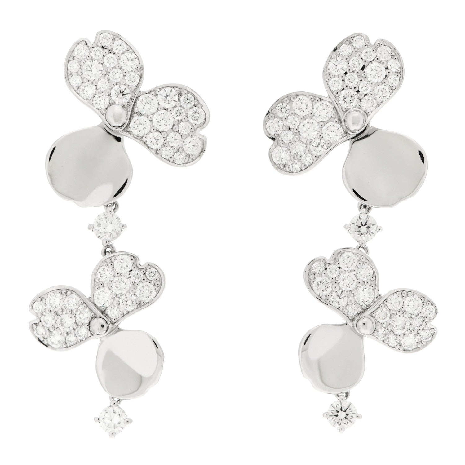 Tiffany Platinum Diamond Paper Flowers Cluster Drop Earrings 1 of 5