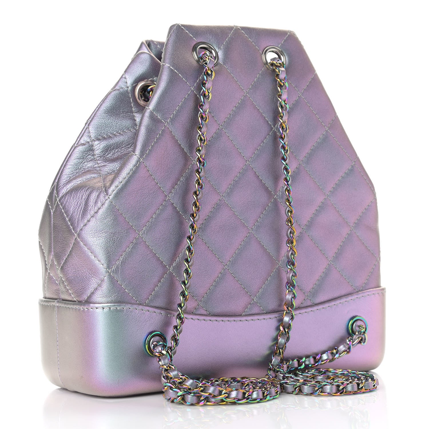 Chanel Iridescent Lambskin Calfskin Small Quilted Gabrielle Backpack Light Purple 3 of 11