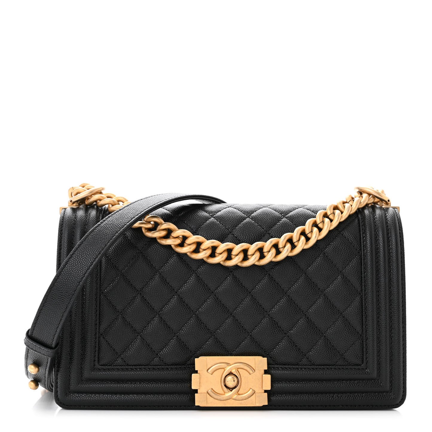 Caviar Quilted Medium Boy Flap Black