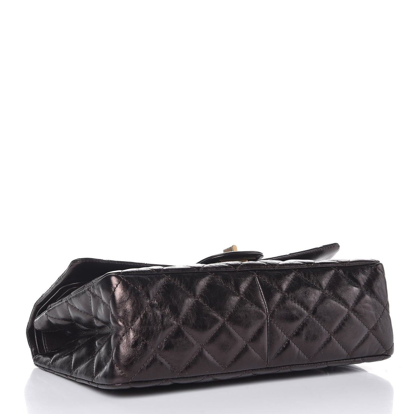 Glazed Aged Calfskin Quilted 2.55 Reissue 227 Flap Dark Brown