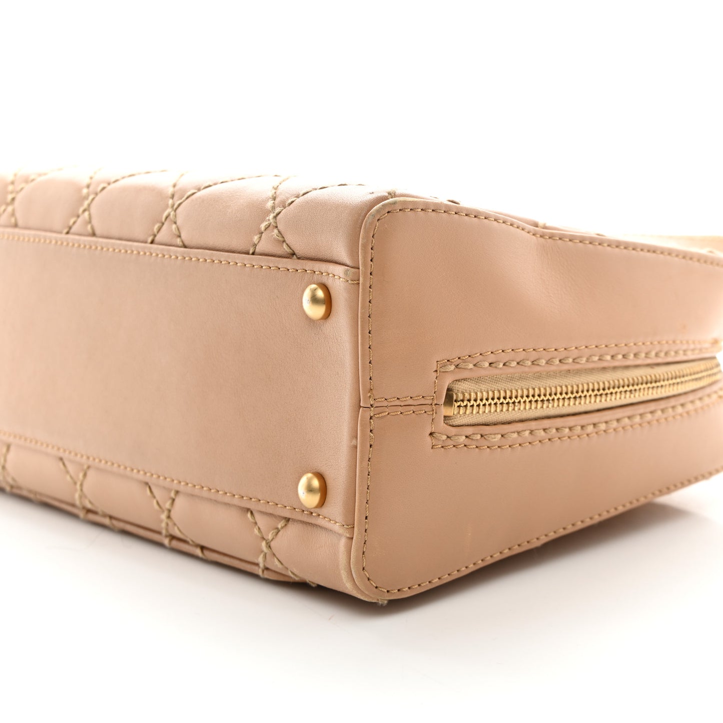 Calfskin Wild Stitch Top Handle Bag Beige