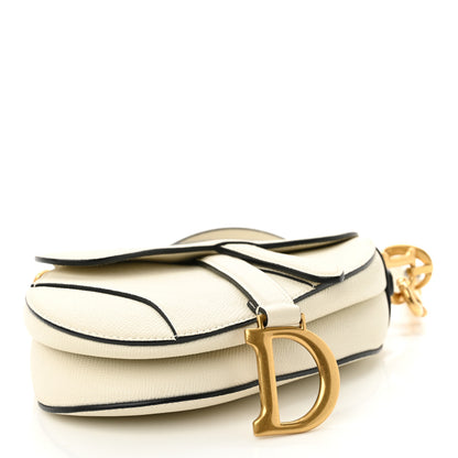 Christian Dior Grained Calfskin Mini Saddle Bag With Strap White 4 of 10