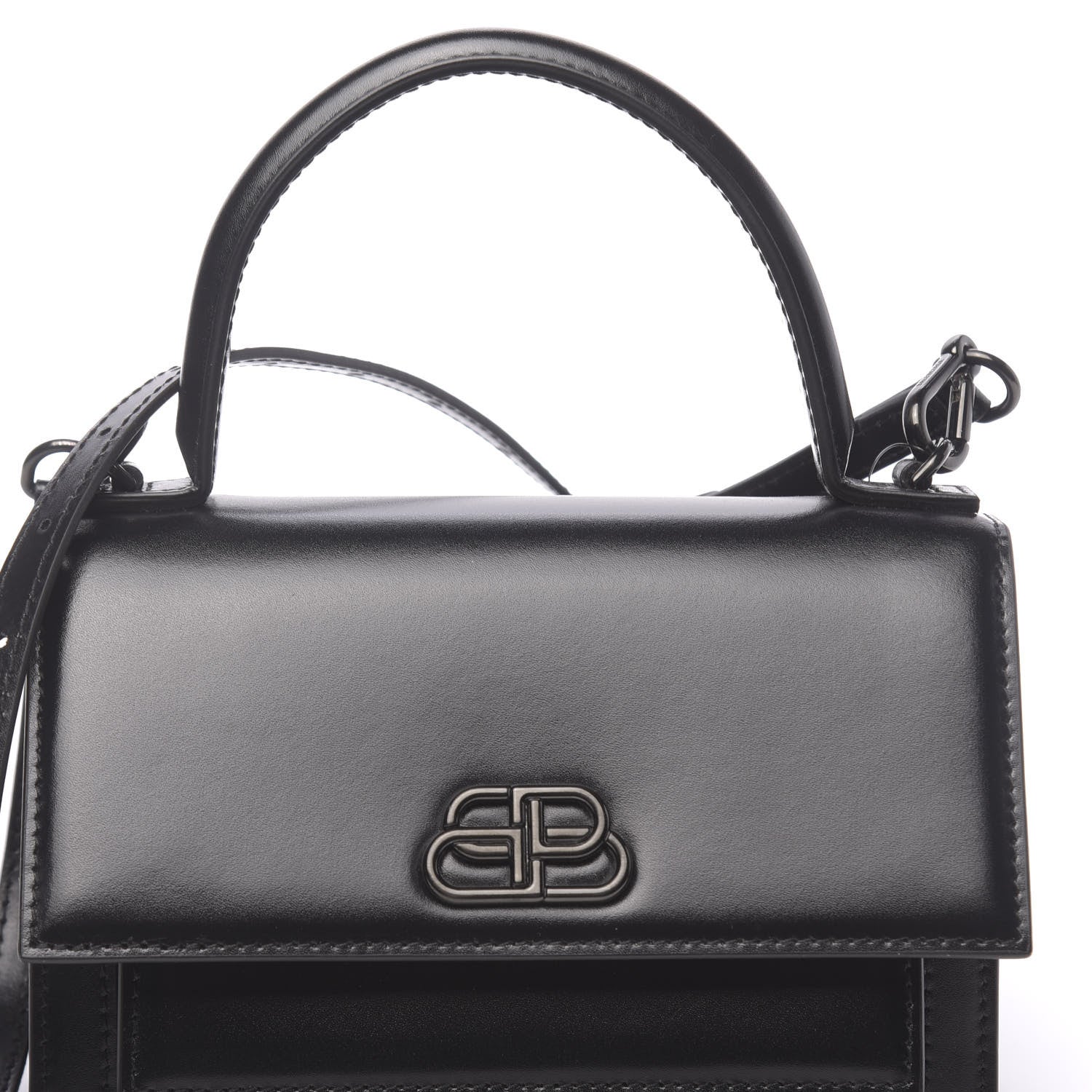 Balenciaga Box Calfskin Monochrome XS Sharp Top Handle Bag Black 7 of 9