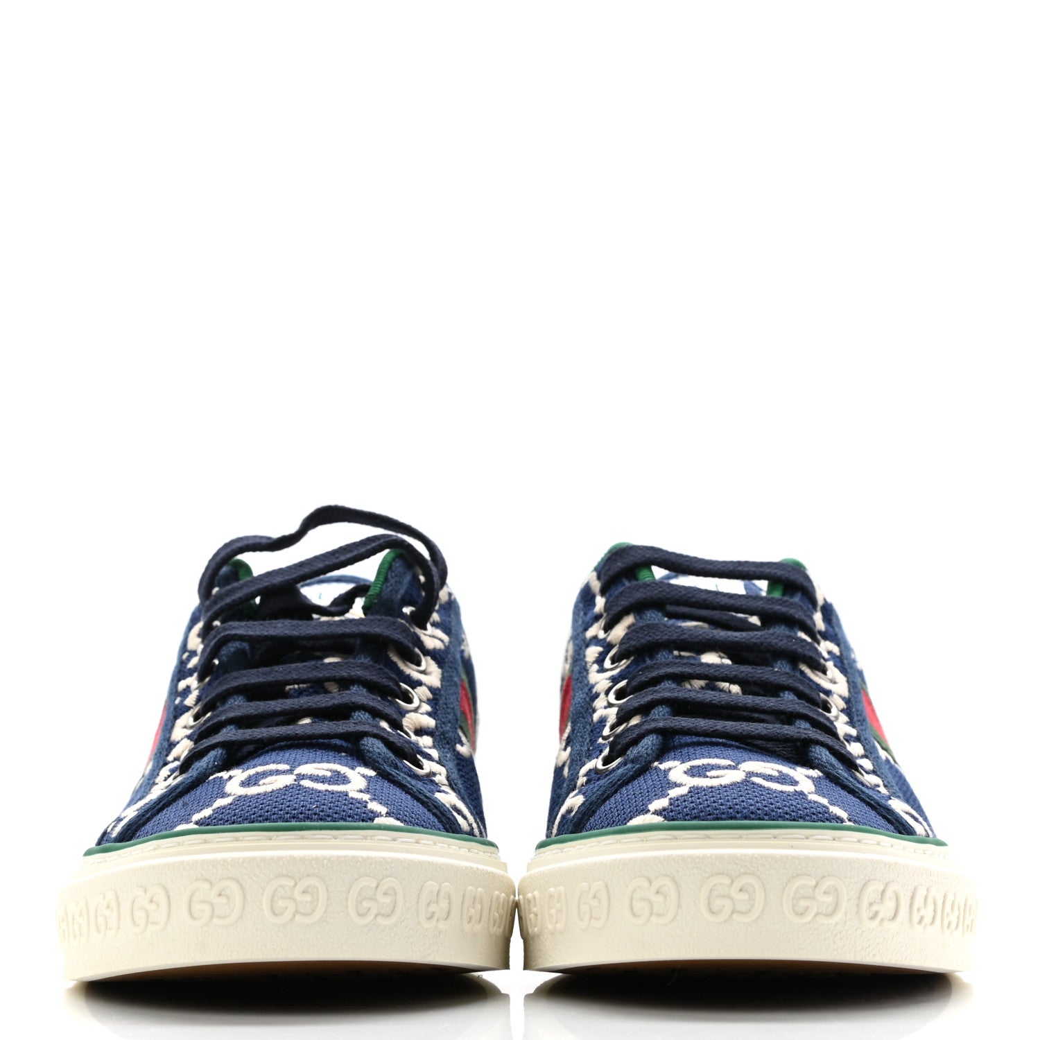 Gucci Cotton GG Monogram Web Womens 1977 Tennis Sneakers 36.5 Ink Ivory Blue 2 of 7